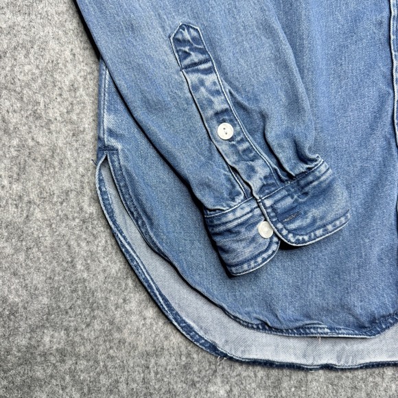 Abercrombie & Fitch Denim Shirt Boyfriend Fit 100% Viscose Long Sleeve Button Up - Picture 2 of 8